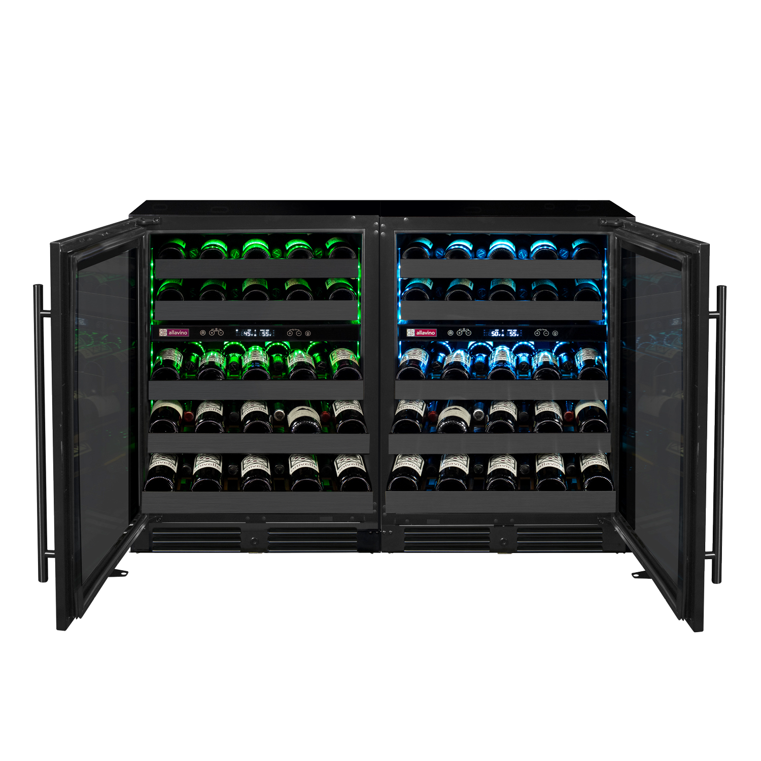 Allavino Reserva Series 100 Bottle Four Zone Built-In Wine Refrigerator – Black Stainless Steel, French Door