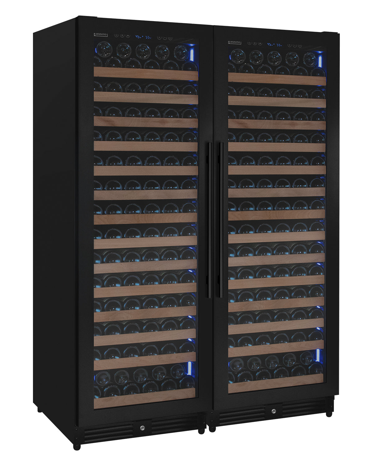 Allavino Reserva Series 326 Bottle Dual Zone 71" Tall Side-by-Side Wine Refrigerator – Black Metal Doors, French Door