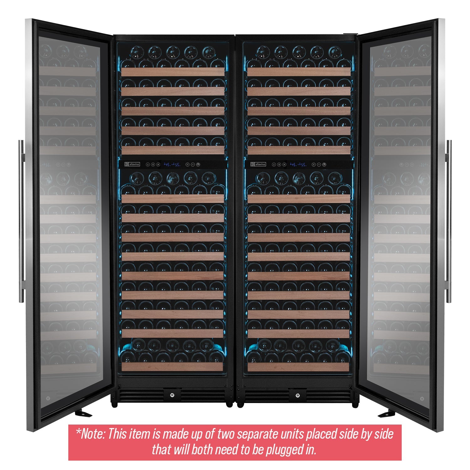 Allavino Reserva Series 344 Bottle Four Zone Built-In Wine Refrigerator – Stainless Steel Doors, French Door