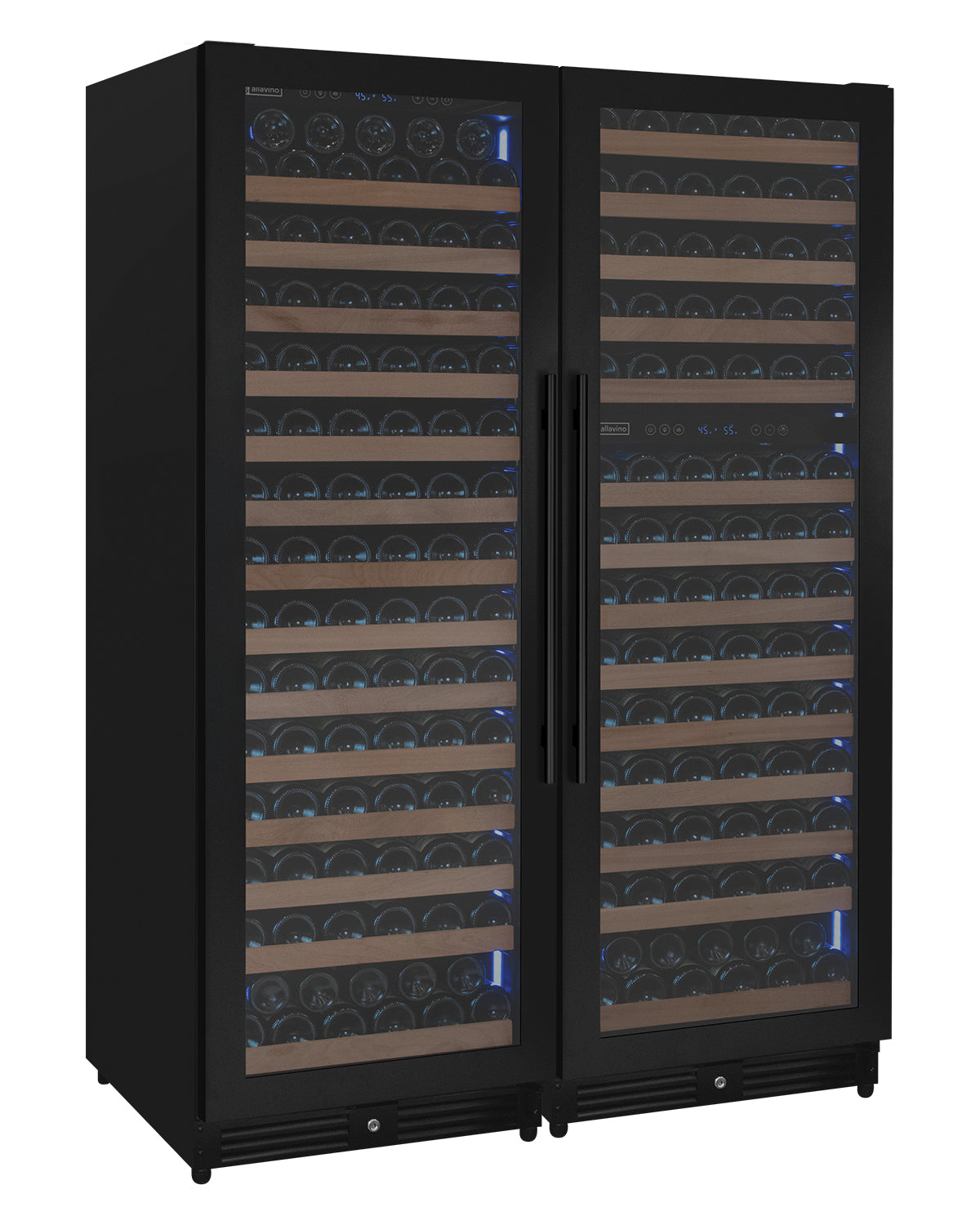 Allavino Reserva Series 317 Bottle Three Zone 71" Tall Side-by-S-Side Wine Refrigerator – Black Metal Doors, French Door