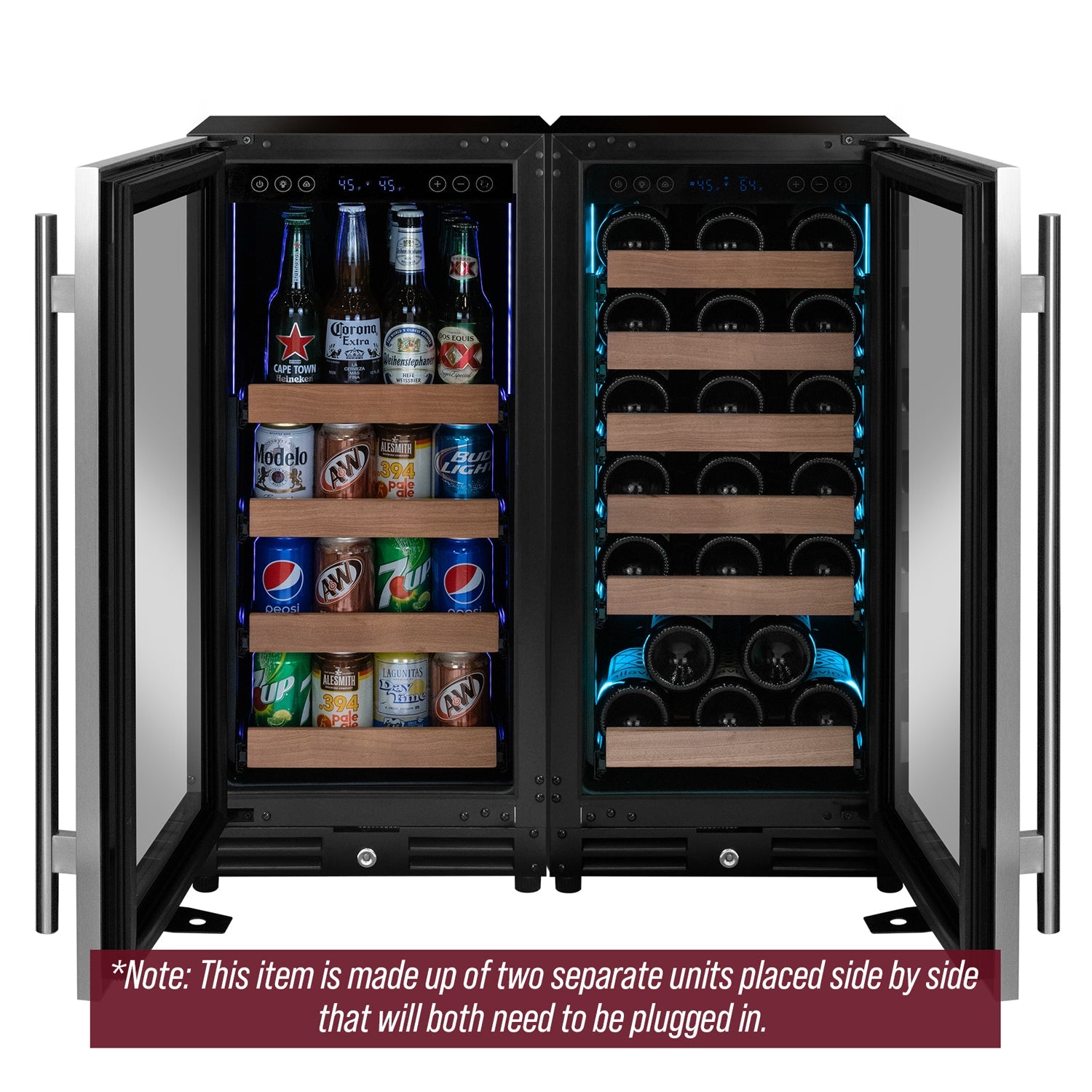 Allavino Reserva Series 30 Bottle / 88 Can Dual Zone Side-by-Side Wine Refrigerator & Beverage Center