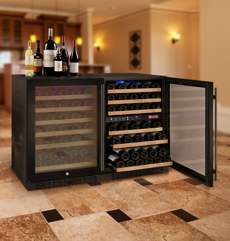 Allavino FlexCount II 112 Bottle Three Zone Built-In Wine Refrigerator – Black Door, French Door
