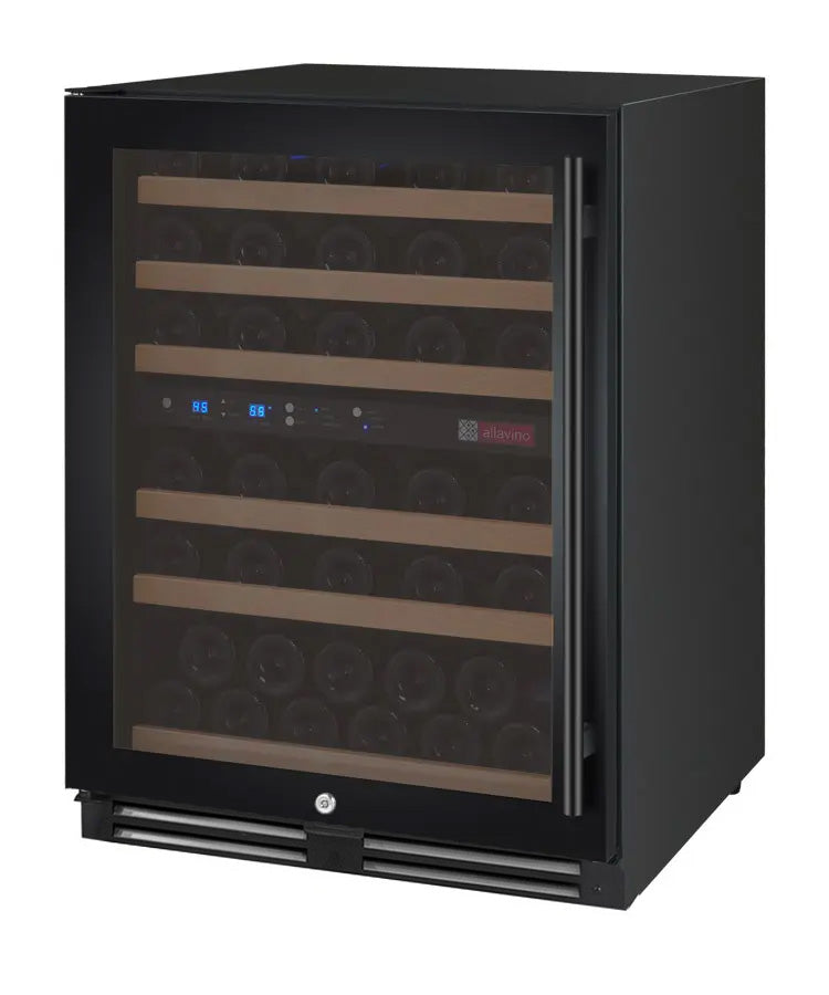 Allavino FlexCount II 56-Bottle Dual Zone Built-In Wine Refrigerator 24" Width · Black Door · Left-Hinged
