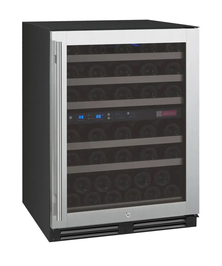Allavino FlexCount II 56-Bottle Dual Zone Built-In Wine Refrigerator Stainless Steel Door · Right-Hinged