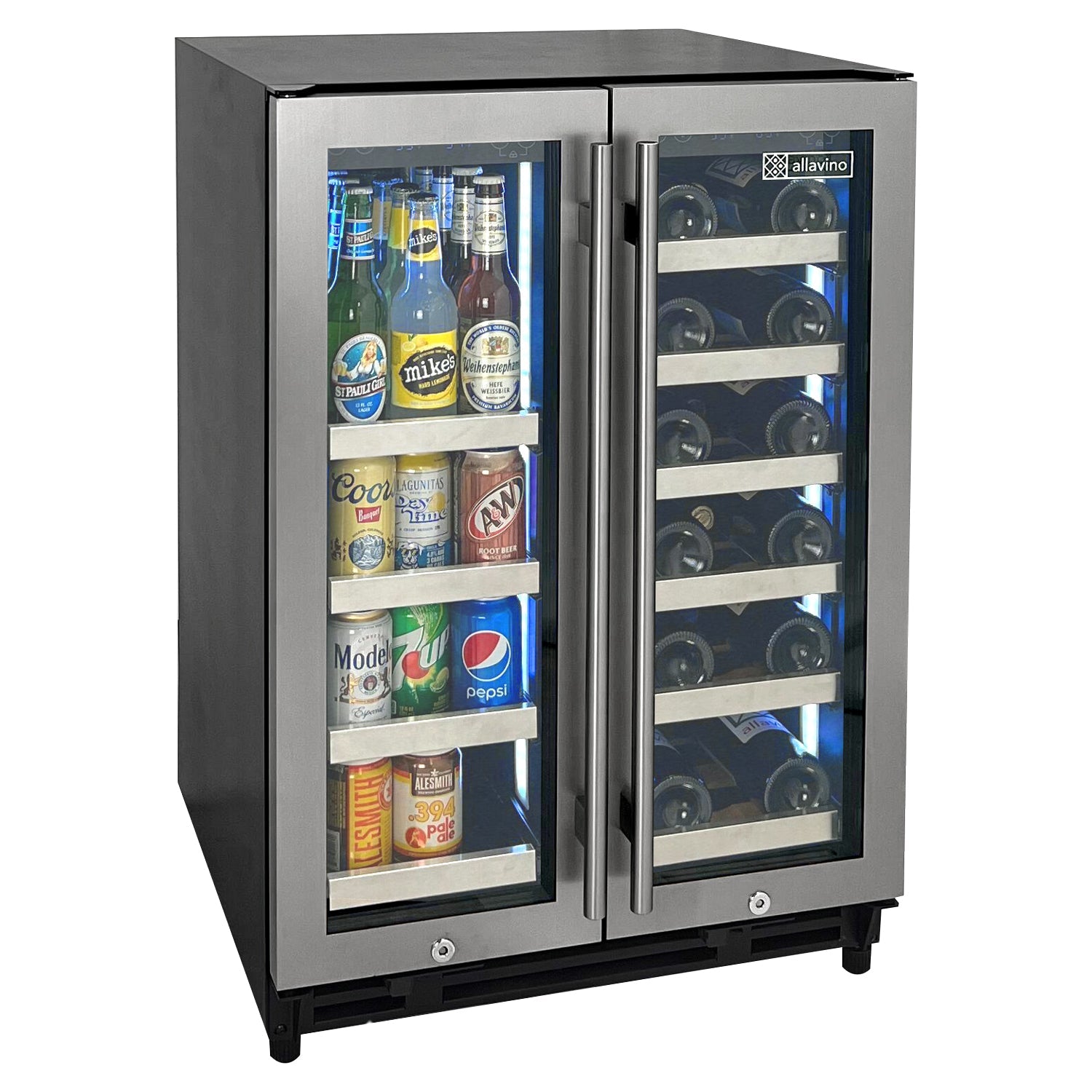 Allavino Reserva Series 24″ Wide Two Door Stainless Steel Wine Refrigerator / Beverage Center