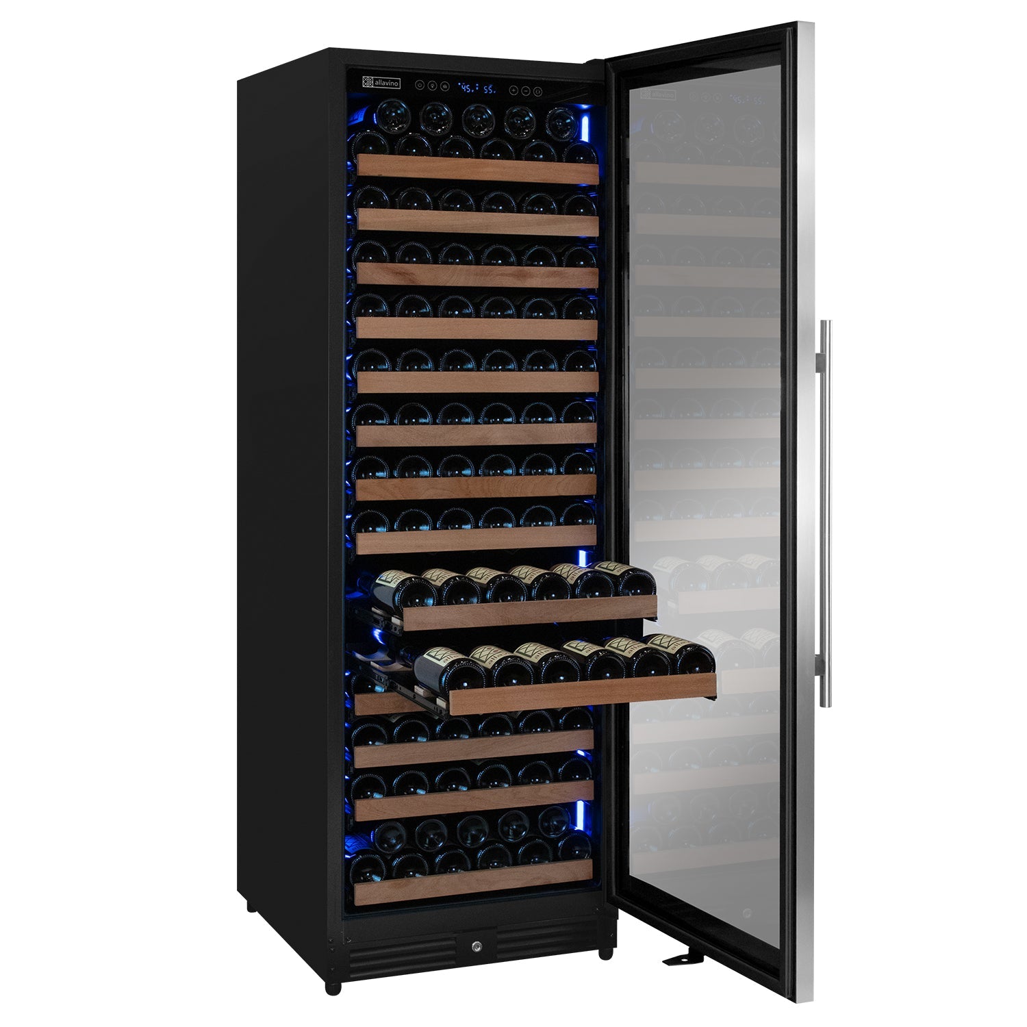 Allavino Reserva Series 163-Bottle Single Zone Built-In Wine Refrigerator 71" Height · Stainless Steel Door · Right-Hinged