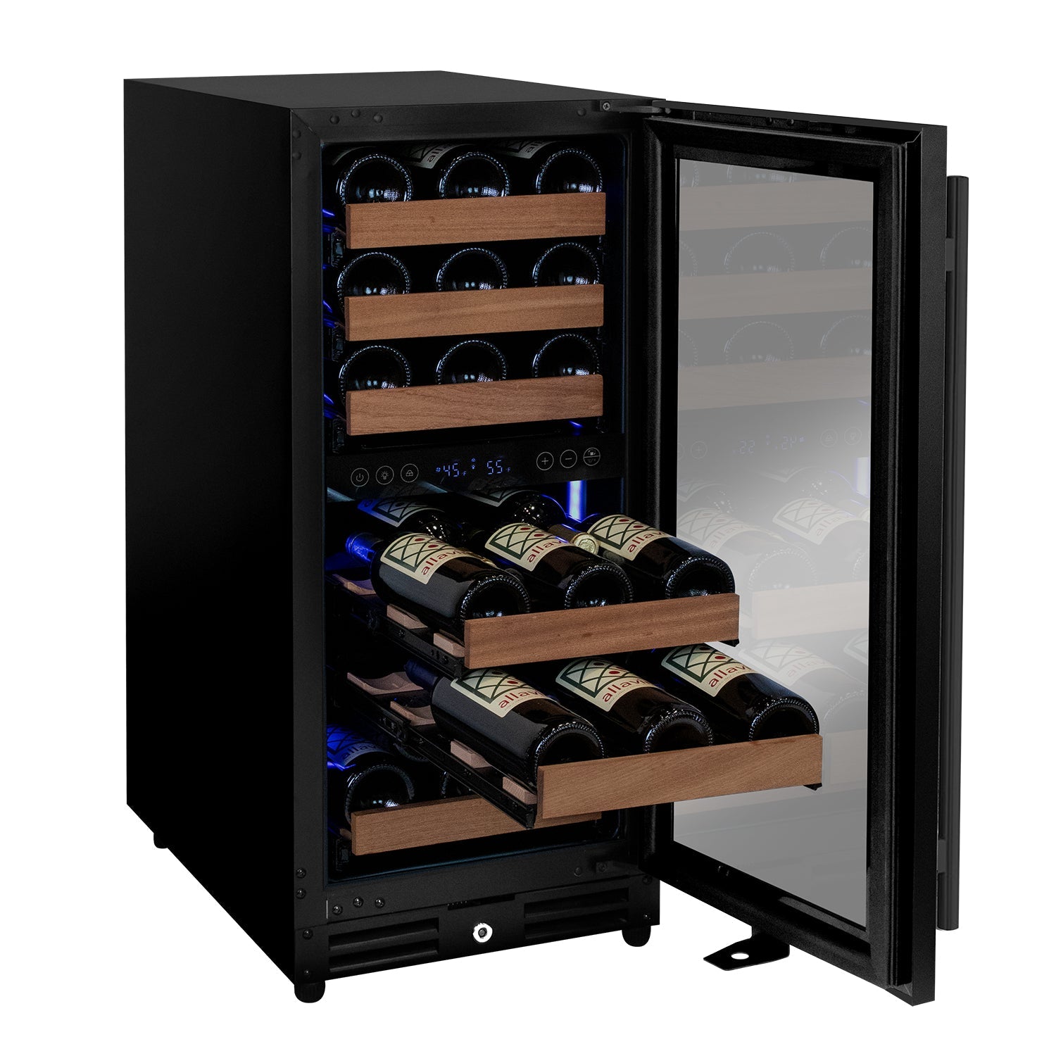 Allavino Reserva Series 15″ Wide 30 Bottle Dual Zone Black Right Hinge Wine Refrigerator