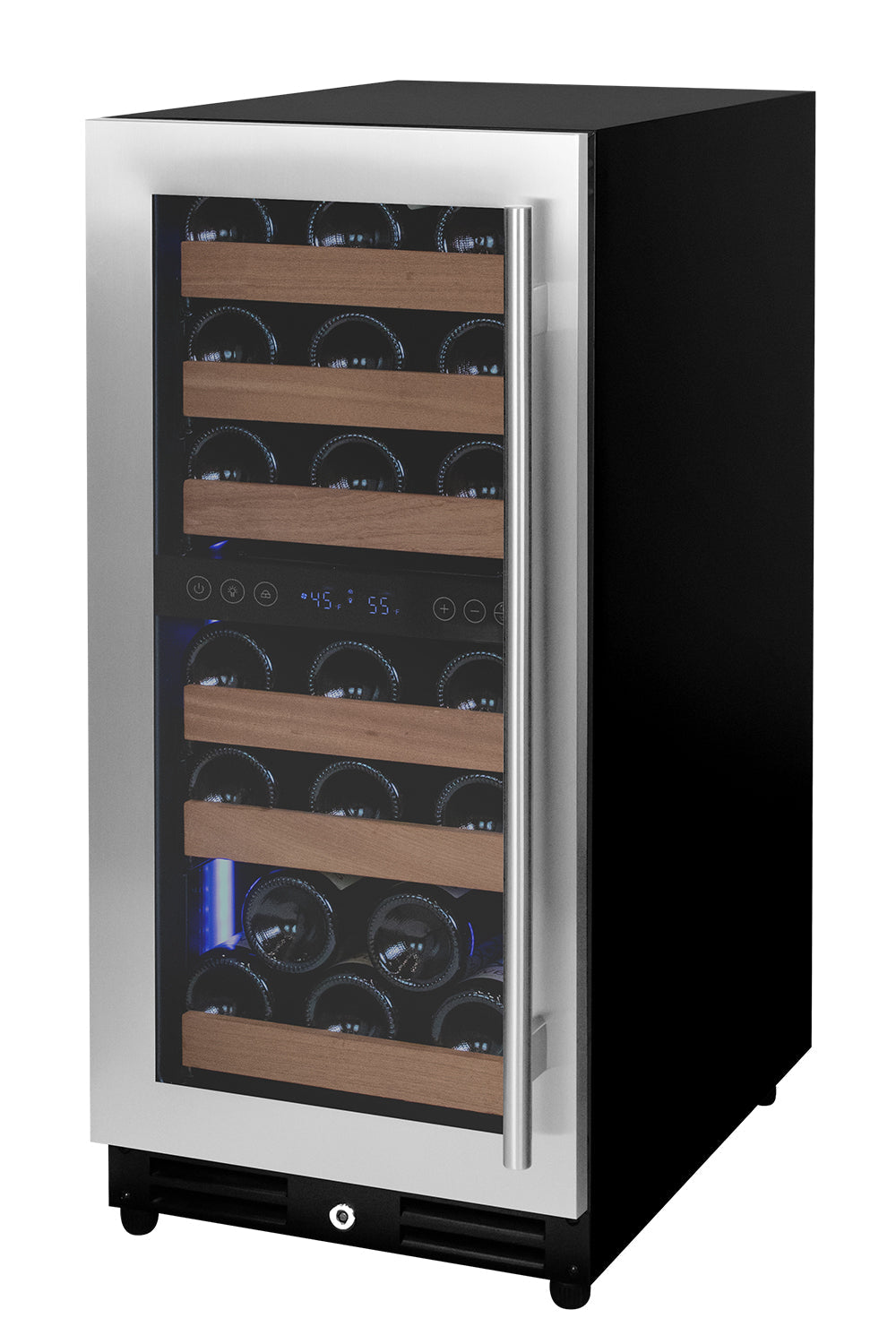 Allavino Reserva Series 15″ Wide 30 Bottle Dual Zone Stainless Steel Left Hinge Wine Refrigerator