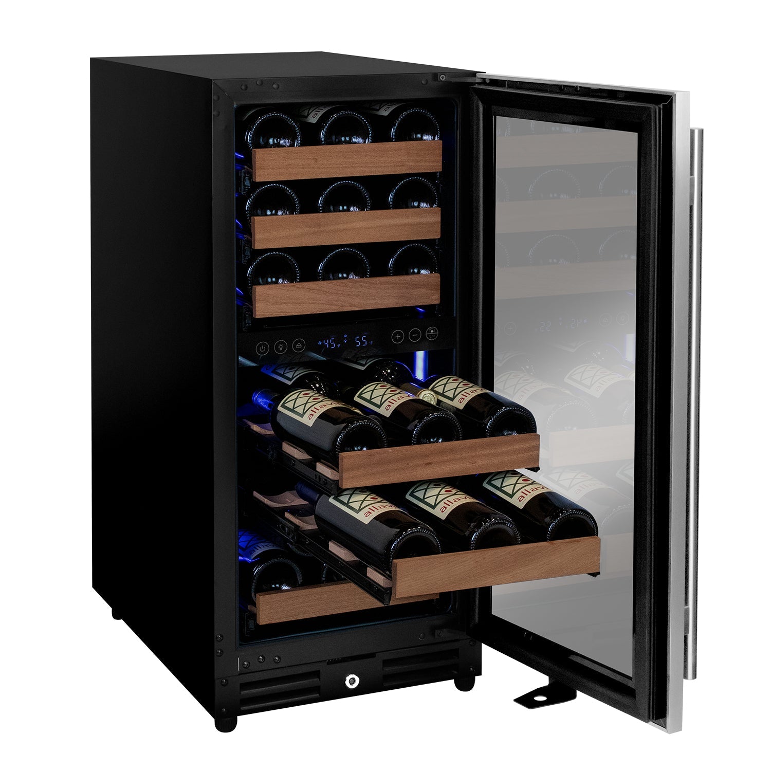Allavino Reserva Series 15″ Wide 30 Bottle Dual Zone Stainless Steel Right Hinge Wine Refrigerator