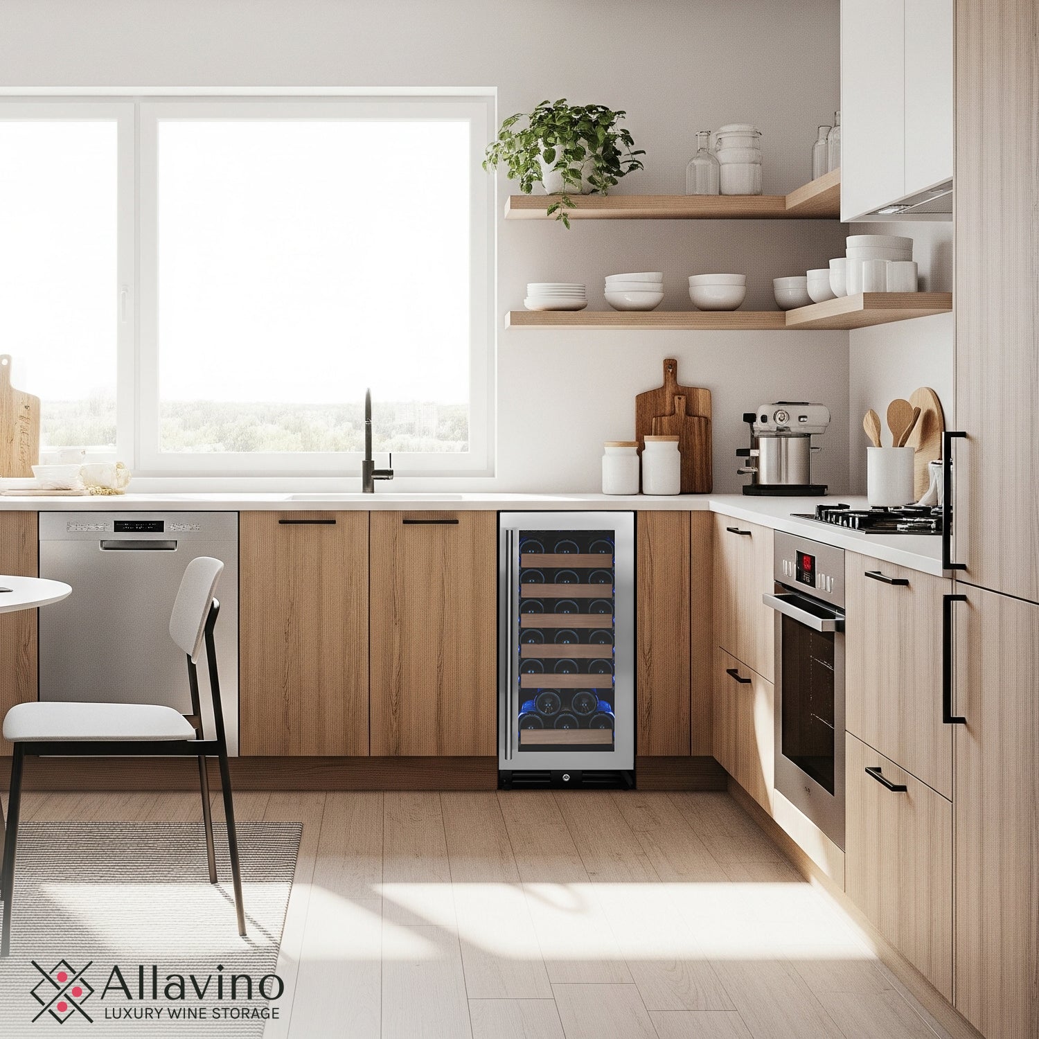 Allavino Reserva Series 15″ Wide 30 Bottle Single Zone Stainless Steel Left Hinge Wine Refrigerator