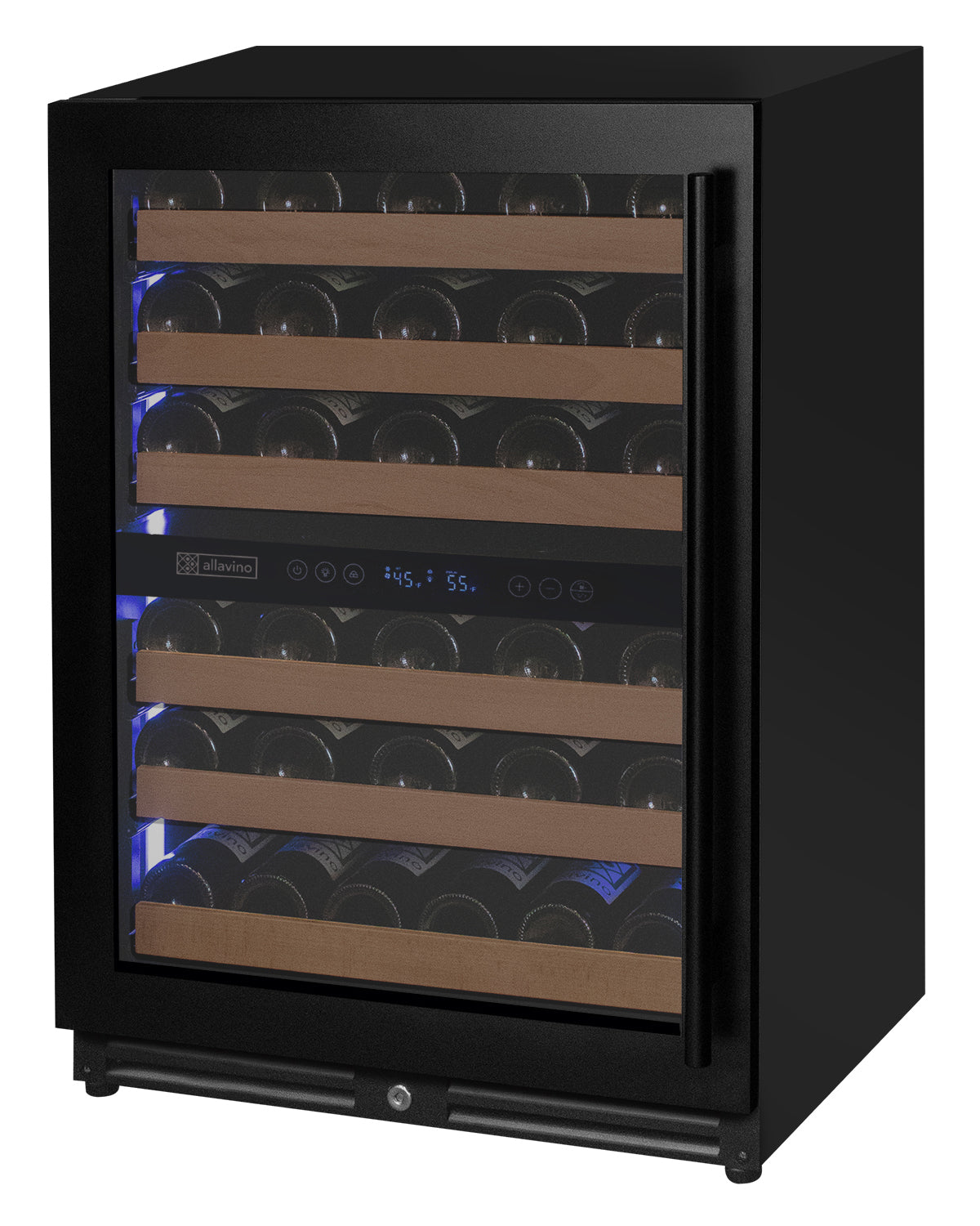 Allavino Reserva Series 51 Bottle Dual Zone Built-In Wine Refrigerator – Black Door, Left Hinge