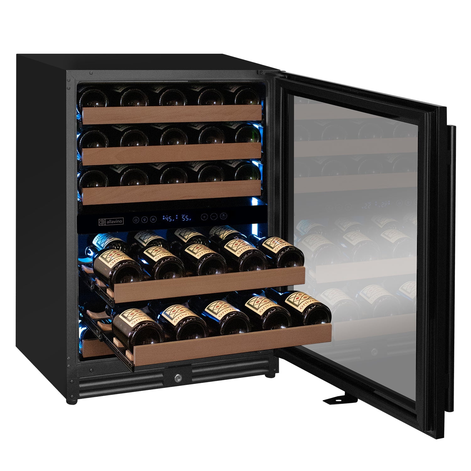 Allavino Reserva Series 51 Bottle Dual Zone Built-In Wine Refrigerator – Black Door, Right Hinge