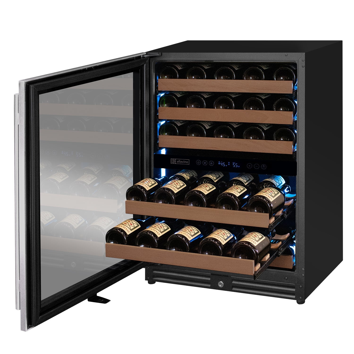 Allavino Reserva Series 51-Bottle Dual Zone Built-In Wine Refrigerator with Stainless Steel Door – Left Hinge