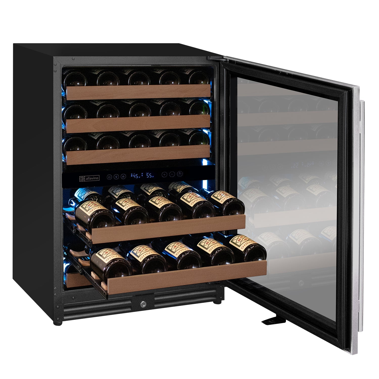 Allavino Reserva Series 51-Bottle Dual Zone Built-In Wine Refrigerator with Stainless Steel Door – Right Hinge