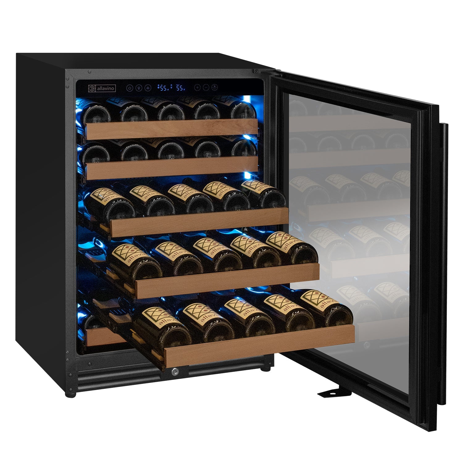 Allavino Reserva Series 51-Bottle Single Zone Built-In Wine Refrigerator Black Door · Right-Hinged