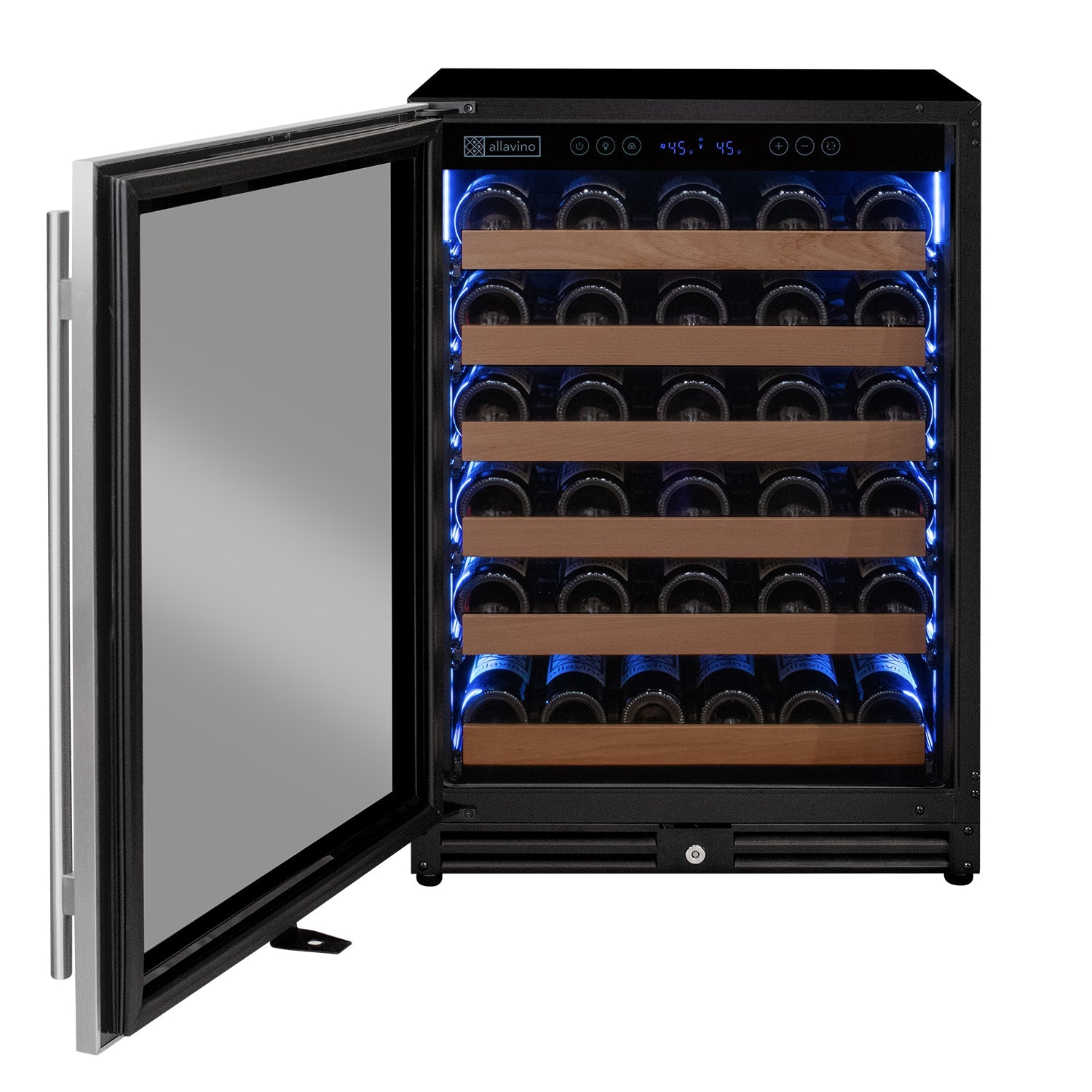 Allavino Reserva Series 51-Bottle Single Zone Built-In Wine Refrigerator Stainless Steel Door · Left-Hinged
