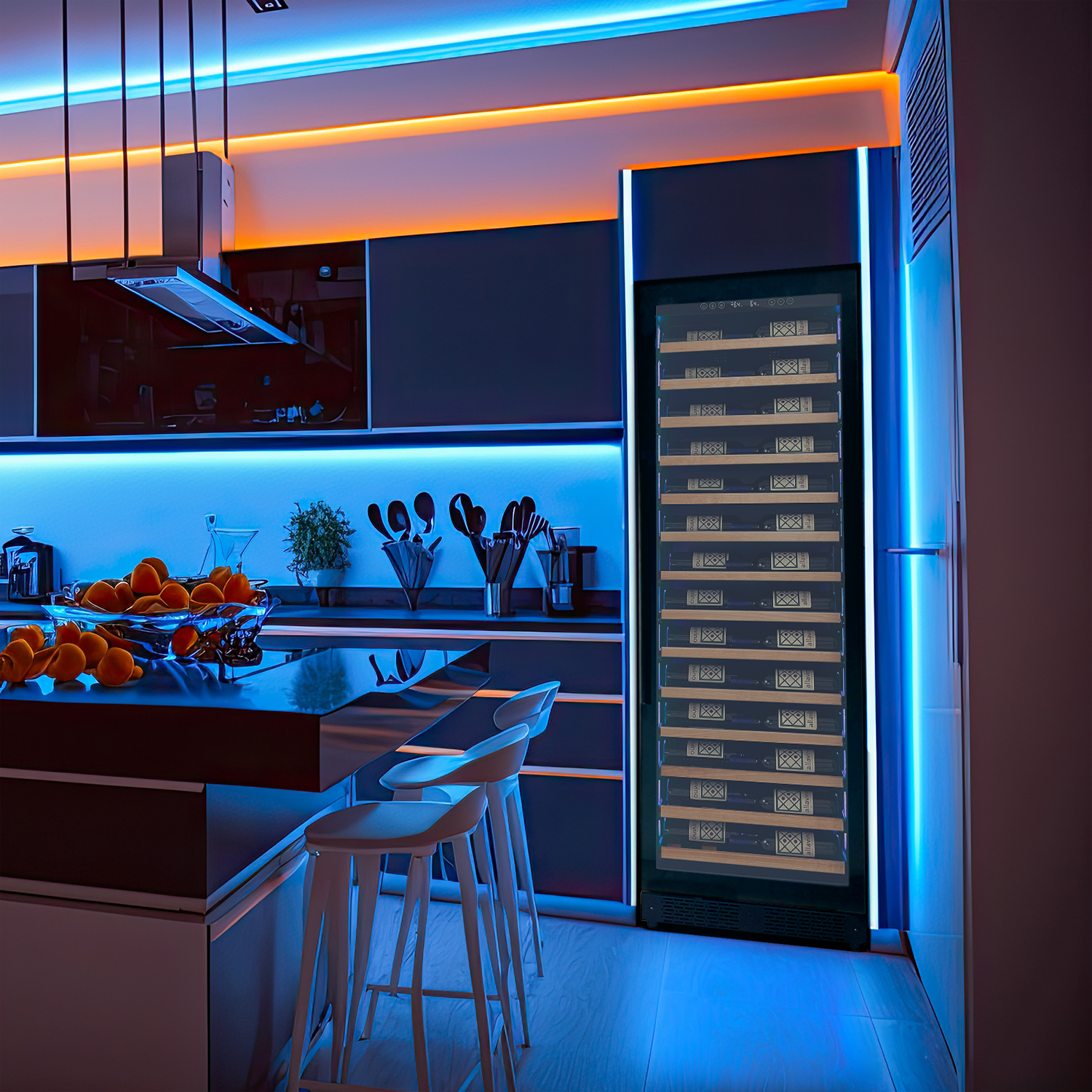 Allavino Reserva Series 67 Bottle Single Zone Built-In Wine Refrigerator – Black Door, Right Hinge, Wood Shelf Fronts